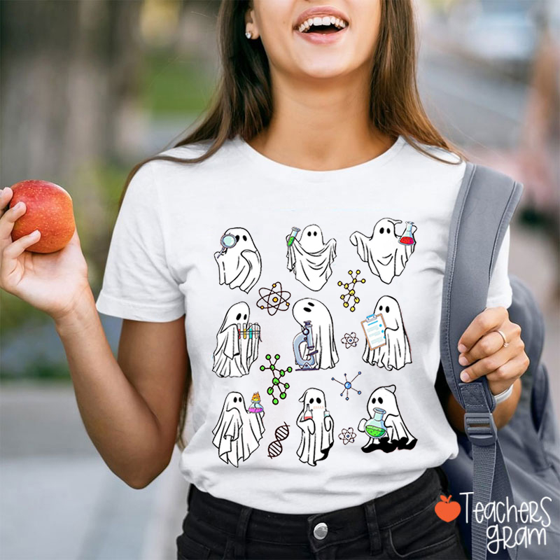 Spooky Ghost Science Teacher T-Shirt