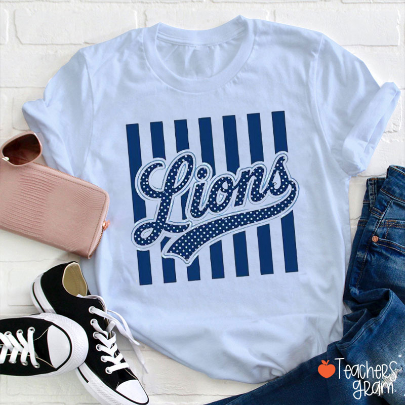 Personalized Striped Varsity Sport Teacher T-Shirt