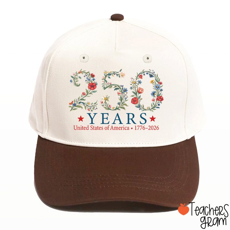 USA 250th Anniversary Floral Teacher Baseball Cap