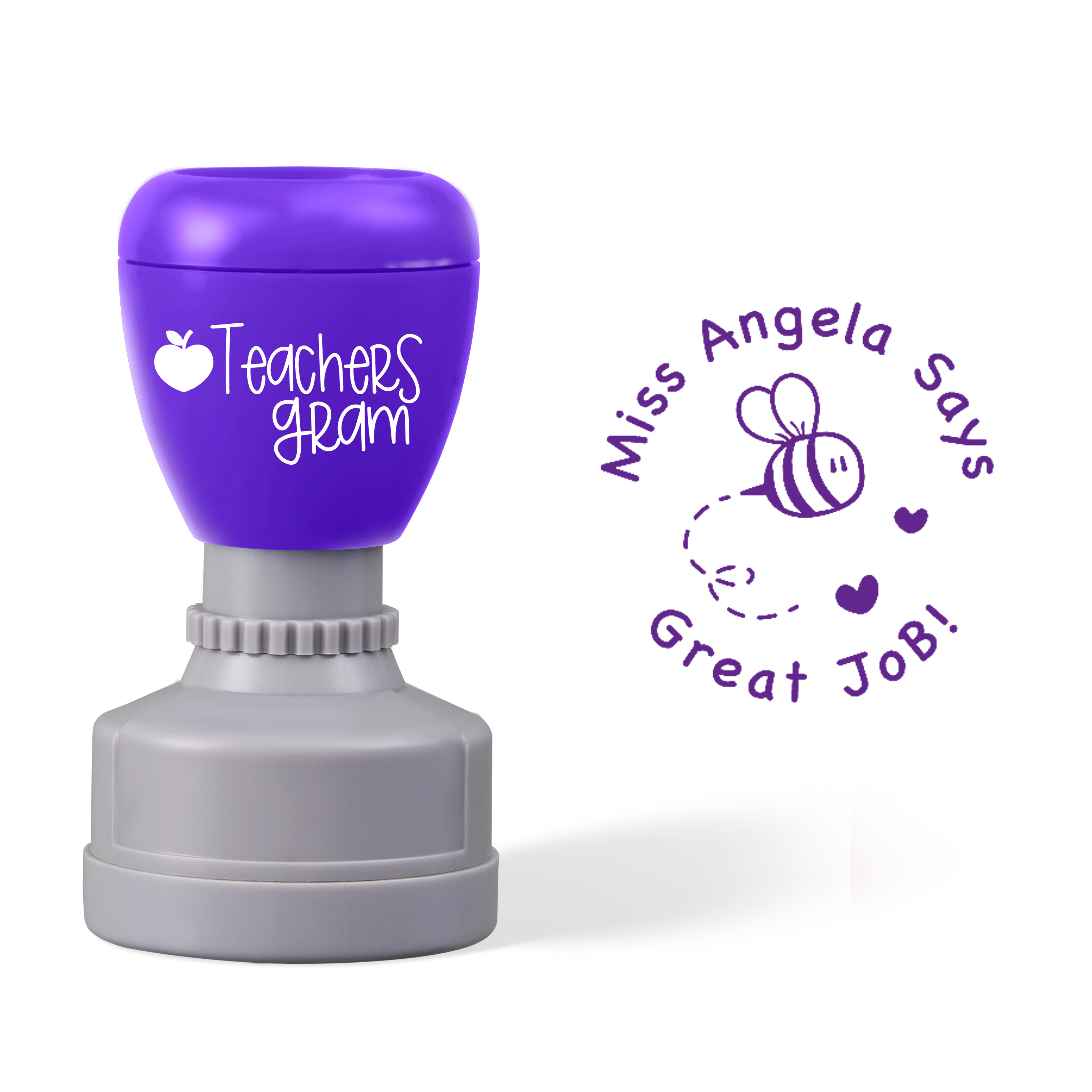 Personalized Name Great Job Bee Teacher Stamp