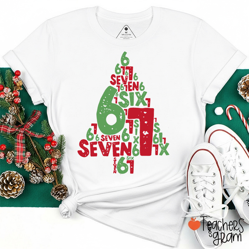 Six Seven Christmas Tree Teacher T-Shirt