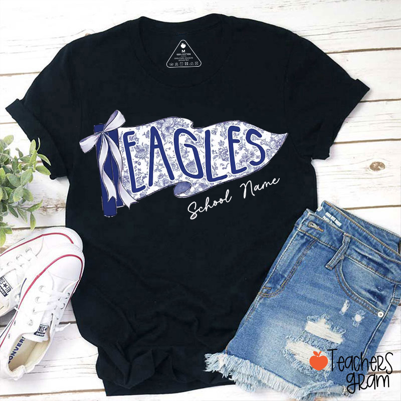Personalized School Mascot Toile De Jouy Teacher T-Shirt