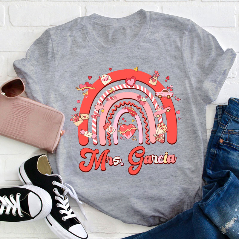 Personalized Love Rainbow Teacher T-Shirt