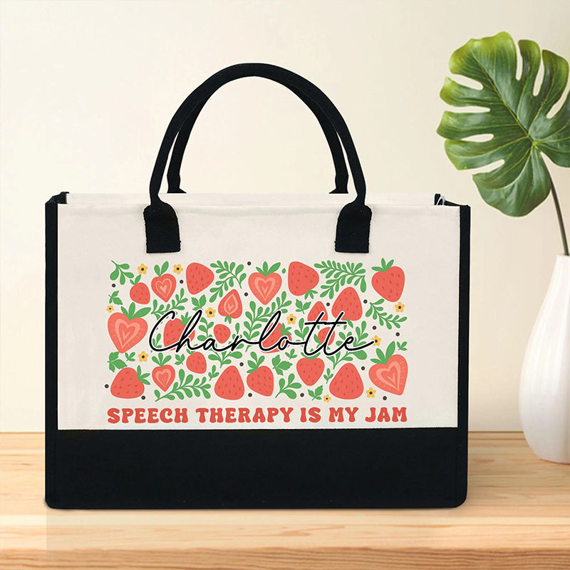 Personalized Grade Speech Therapy Is My Jam Teacher Cotton Tote Bag