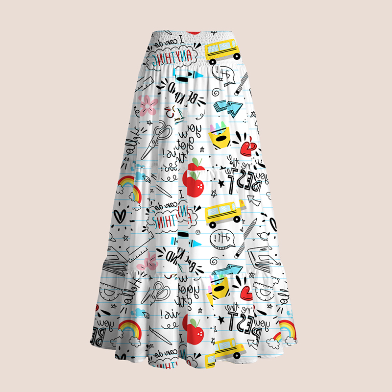 Cartoon Stationery Teacher Tiered Skirt