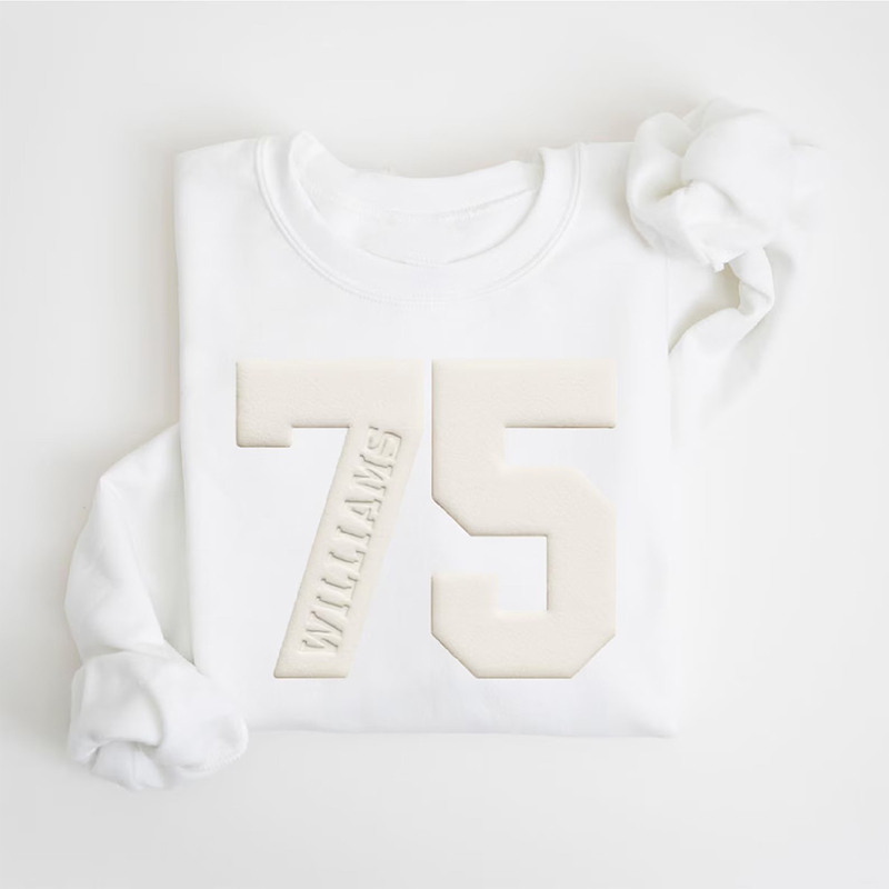 Personalized Vertical Name Sport Number Teacher Sweatshirt