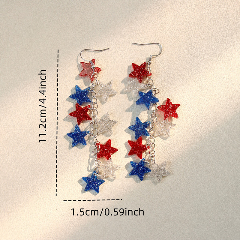 American Flag Star Teacher Acrylic Earrings