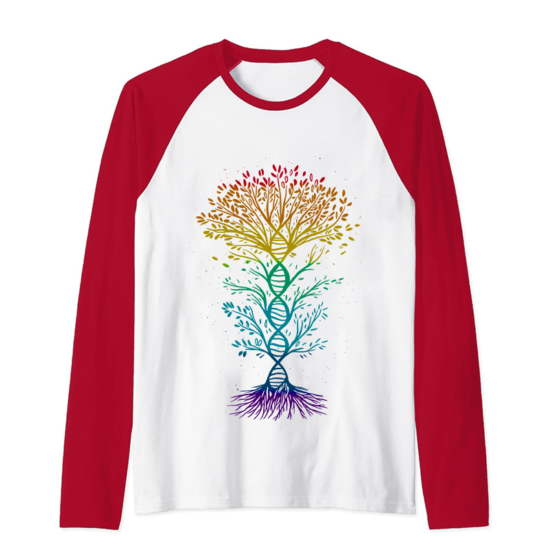DNA Tree Of Life Teacher Raglan Long Sleeve T-Shirt