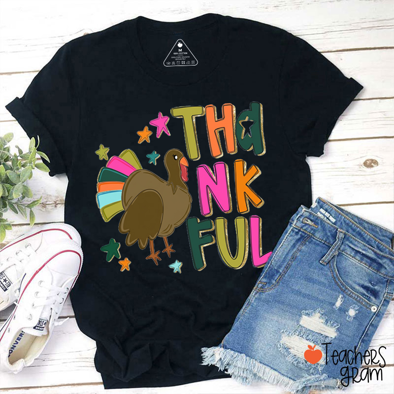 Preppy Thanksgiving Turkey Teacher T-shirt