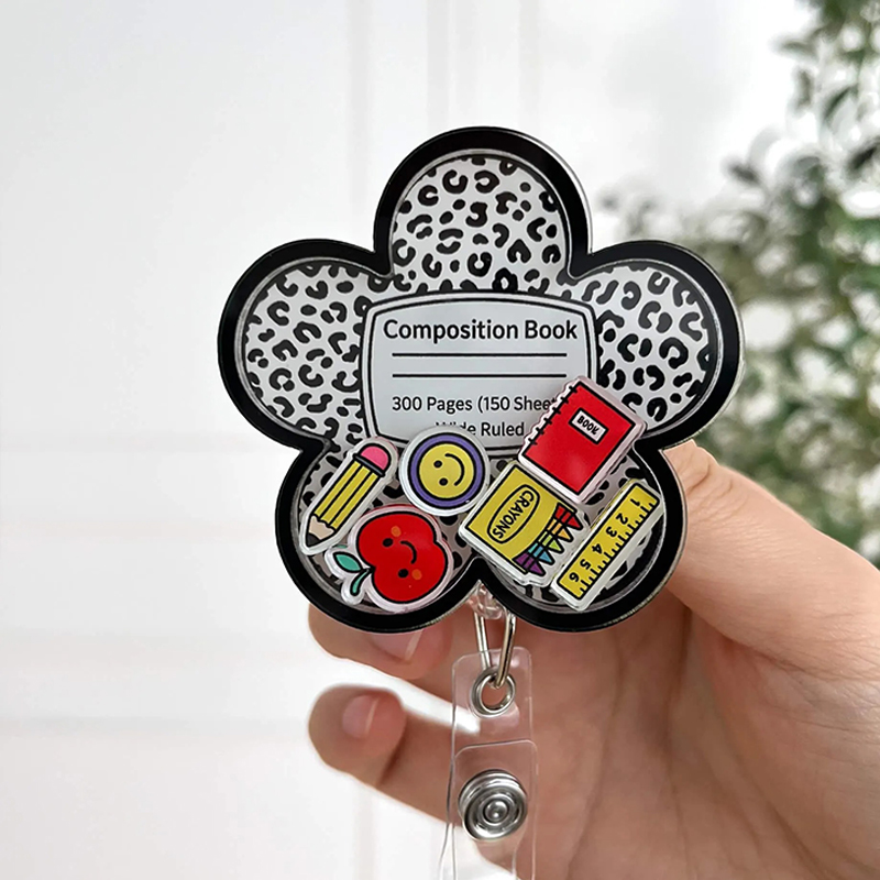 Composition Book EKG Shaker Badge Reel