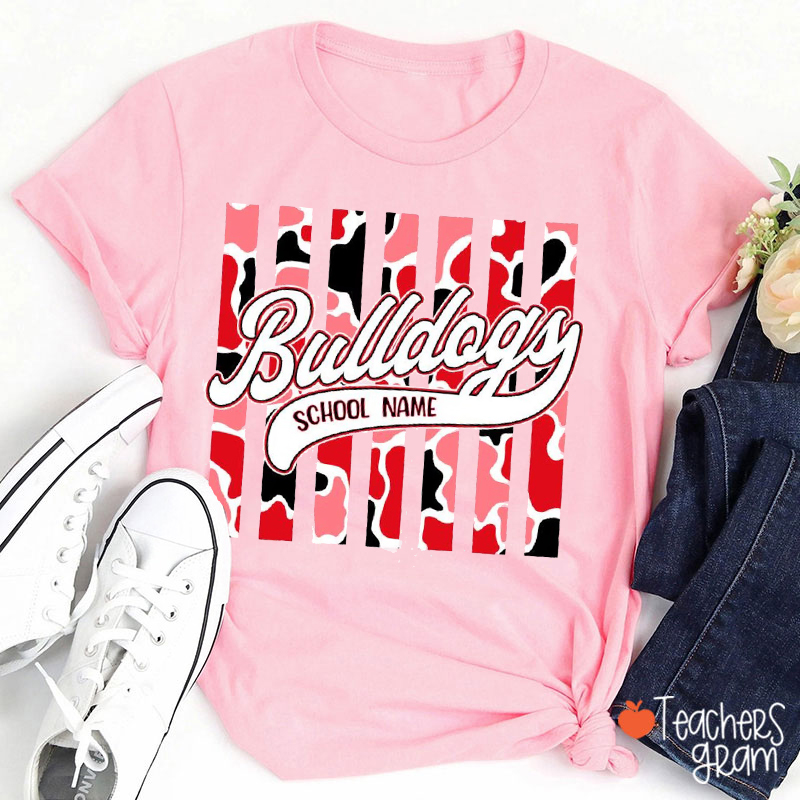 Personalized Mascot Floral Varsity Letters Teacher T-Shirt