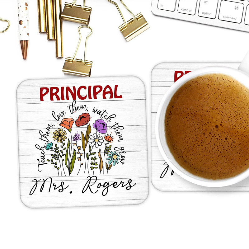 Personalized Name Teach Them Love Them Watch Them Grow Teacher Coasters