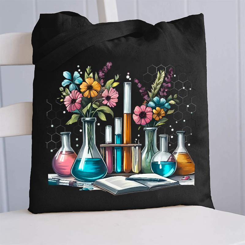 Floral Beakers Science Teacher Tote Bag