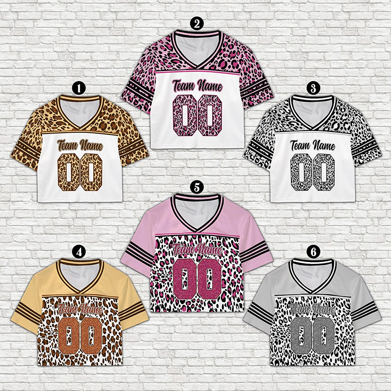 Personalized Name And Grade Leopard Printing Teacher Crop Jersey