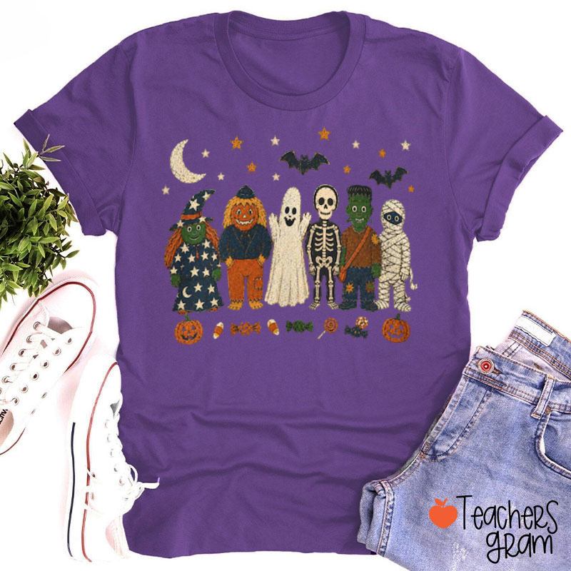 Halloween Monster Crew Teacher T-Shirt