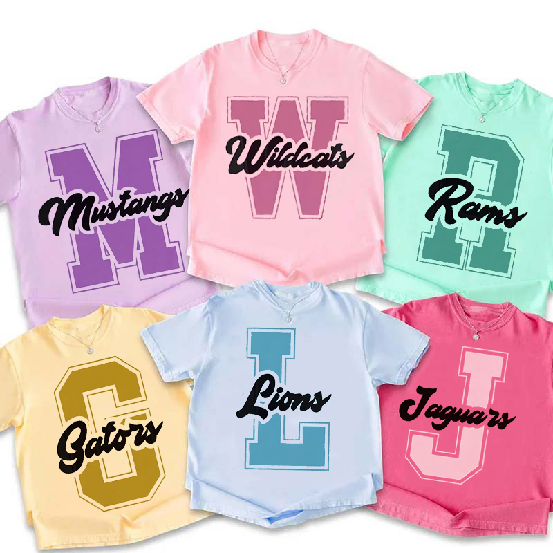 Personalized School Initial And Mascot Vintage School Spirit Teacher T-Shirt