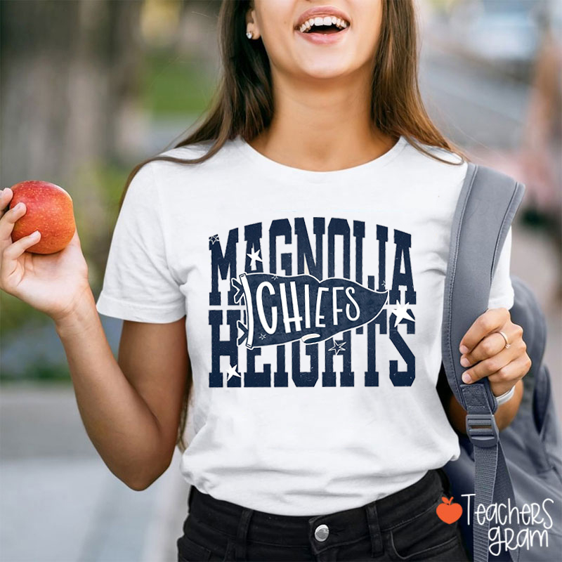 Personalized School Name Mascot Pennant Vintage Teacher T-Shirt