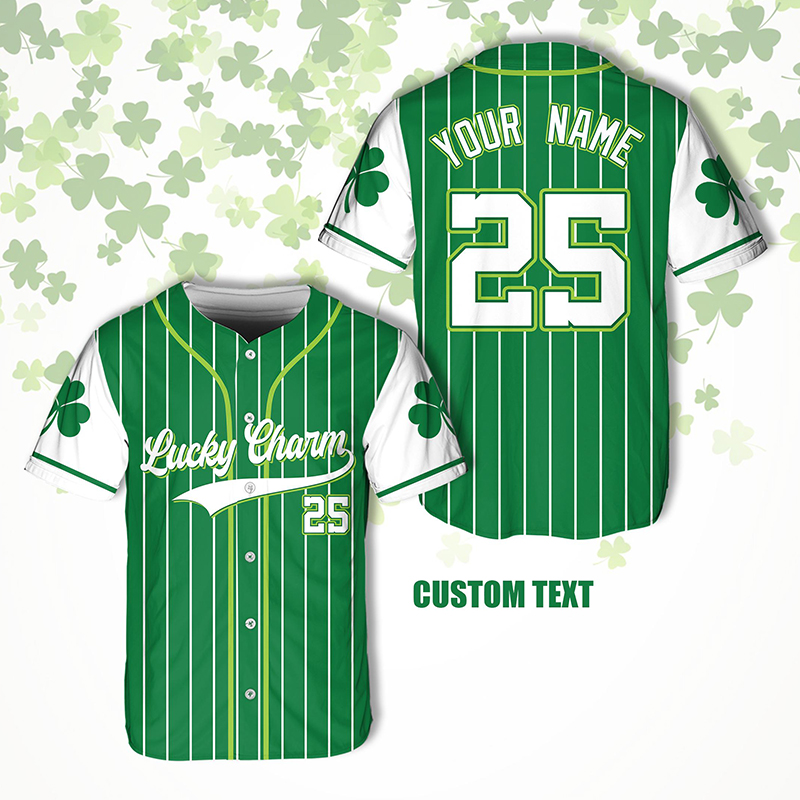 Personalized Name Lucky Charm St Patrick's Day Teacher Baseball Jersey