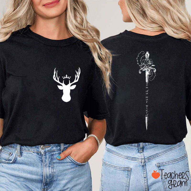 Sword And Deer Teacher Two Sided T-Shirt