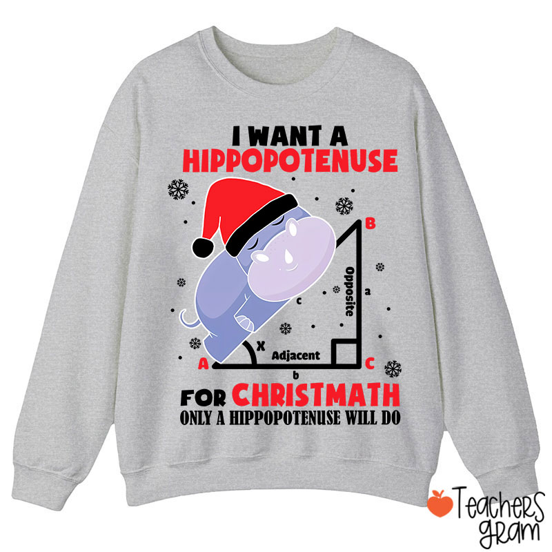 I Want A Hippopotenuse For Christmas Teacher Sweatshirt
