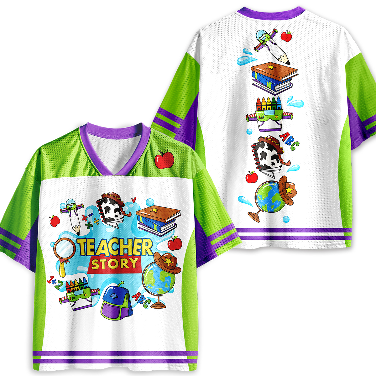 Personalized Teacher Story School Stuff Icons Teacher Mesh Jersey