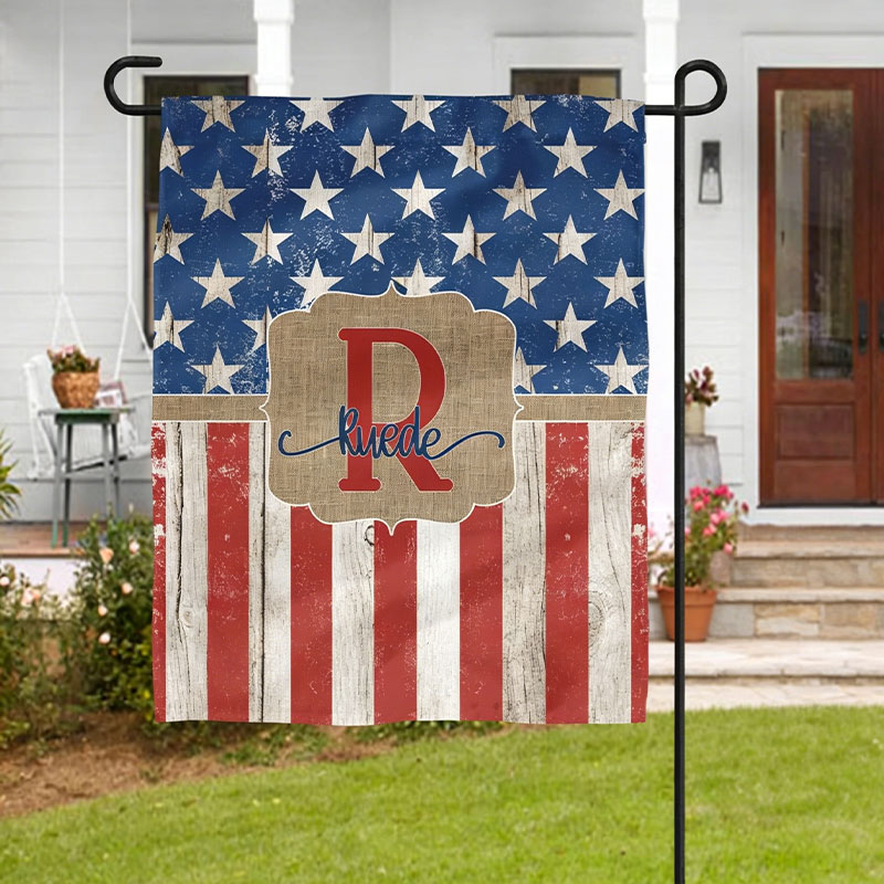 Personalized Vintage American Flag Teacher Garden Flag