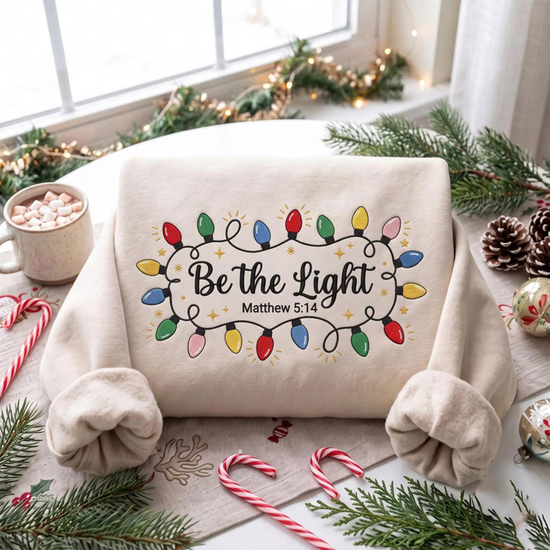 Be The Light Christmas Lights Teacher Sweatshirt