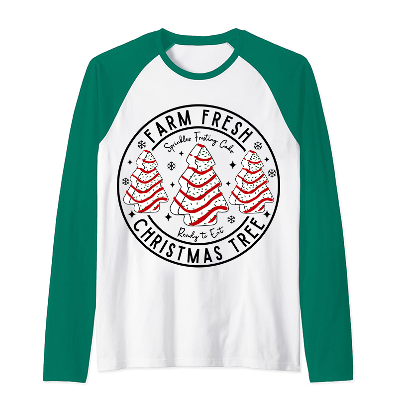 Farm Fresh Christmas Tree Teacher Raglan Long Sleeve T-Shirt
