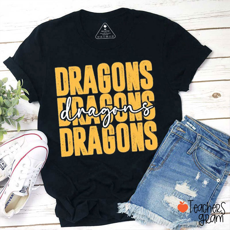 Personalized Mascot Retro Stacking Teacher T-Shirt