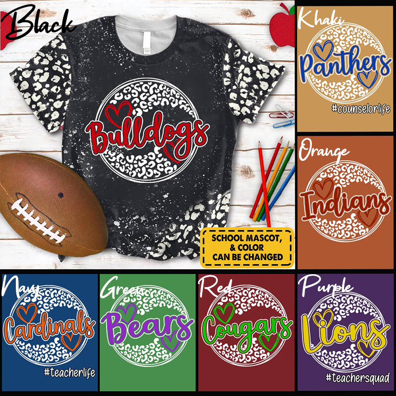 Personalized School Mascot Leopard Circle Teacher Printed T-Shirt