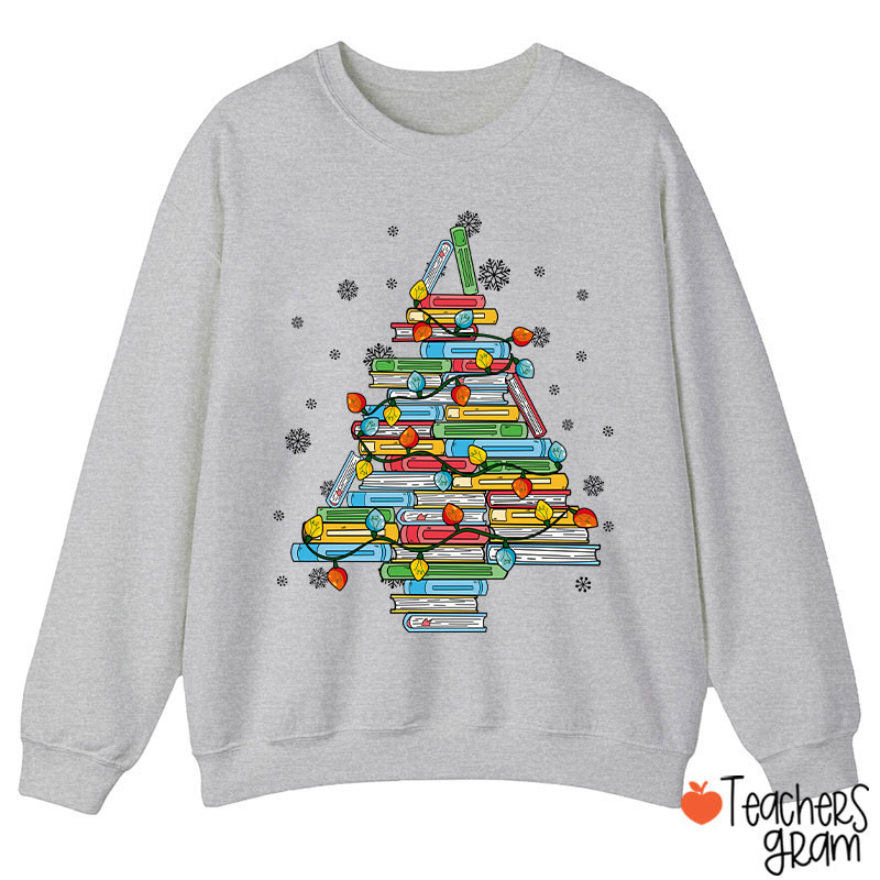 Christmas Books Tree Teacher Sweatshirt