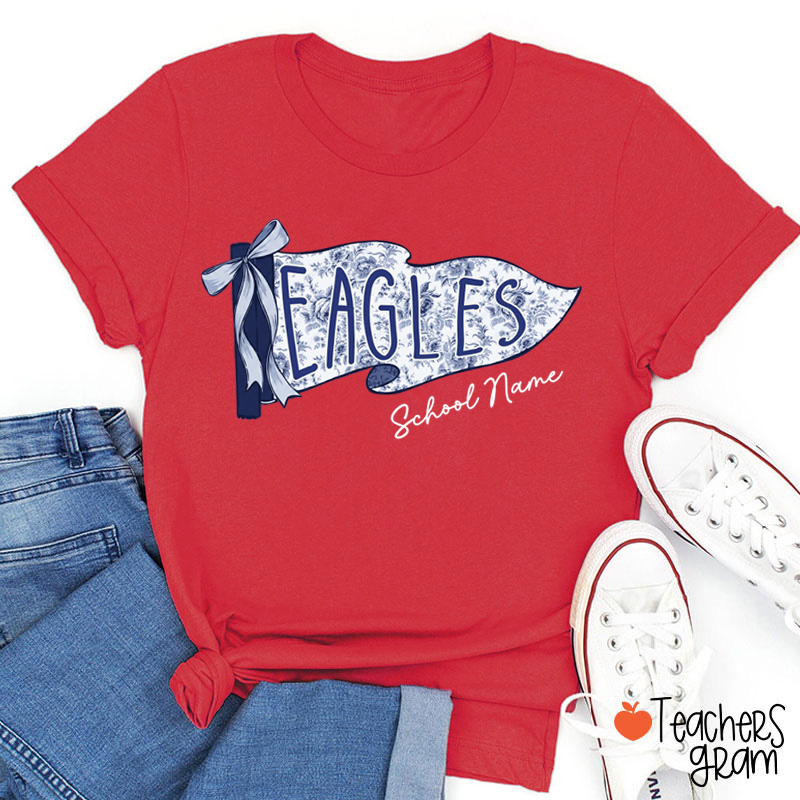 Personalized School Mascot Toile De Jouy Teacher T-Shirt