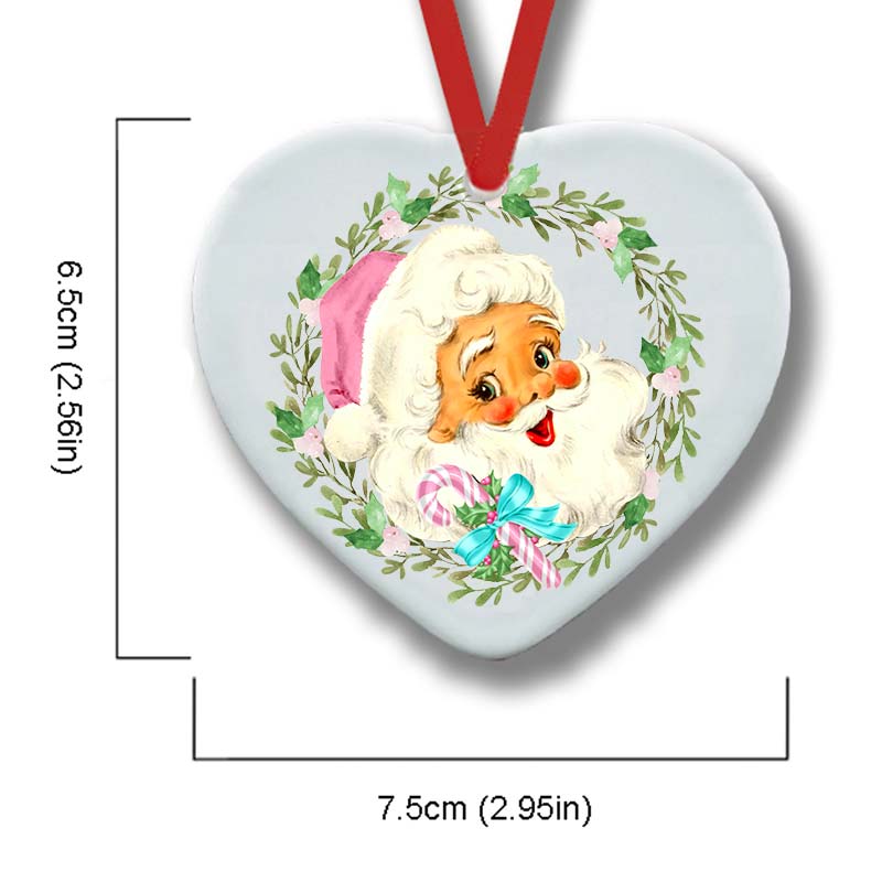 Christmas Wreach Santa Teacher Ceramic Christmas Ornament