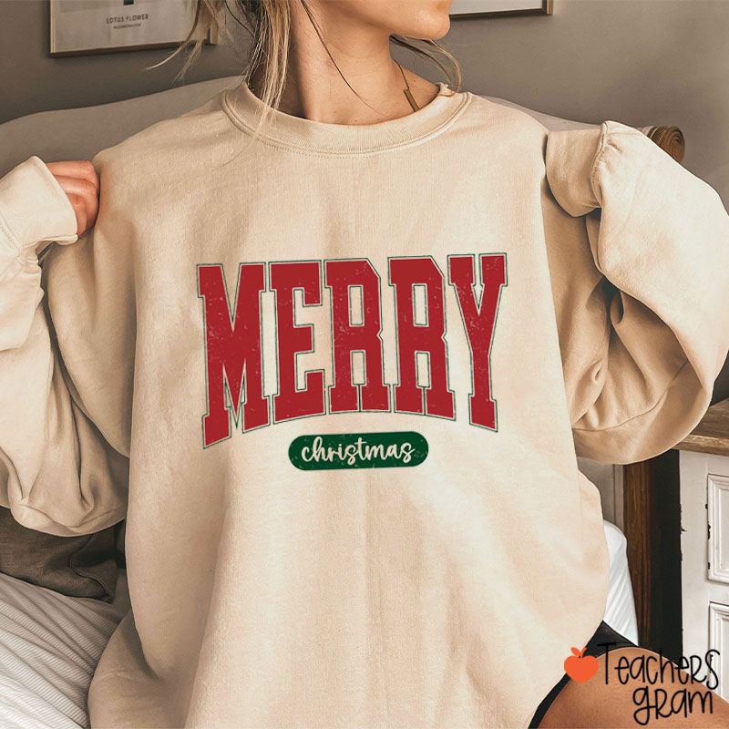 Retro Merry Christmas Teacher Sweatshirt