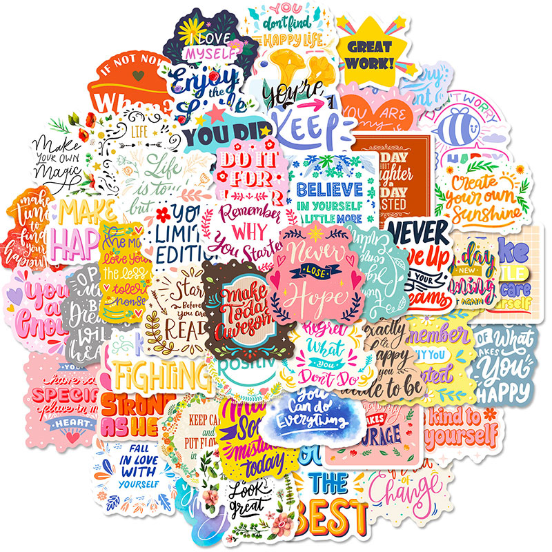 Pink Positive Words 50 PCS Stickers Pack