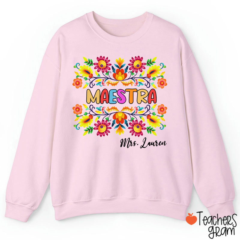 Personalized Name Maestra Teacher Sweatshirt