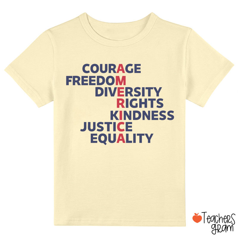 Courage Freedom Diversity Right Kindness Justice Equality America Class T-Shirt