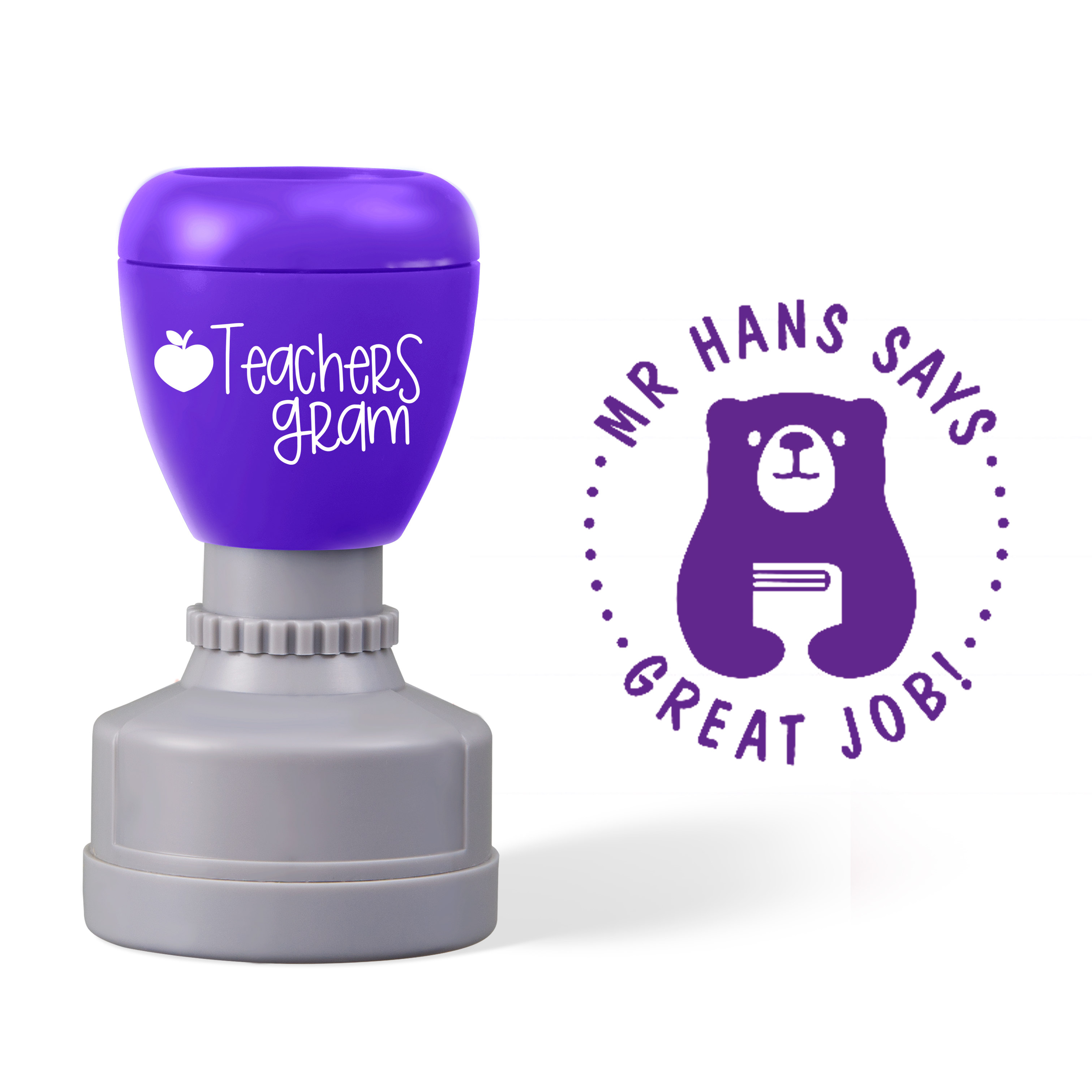 Personalized Name Great Job Bear Teacher Stamp