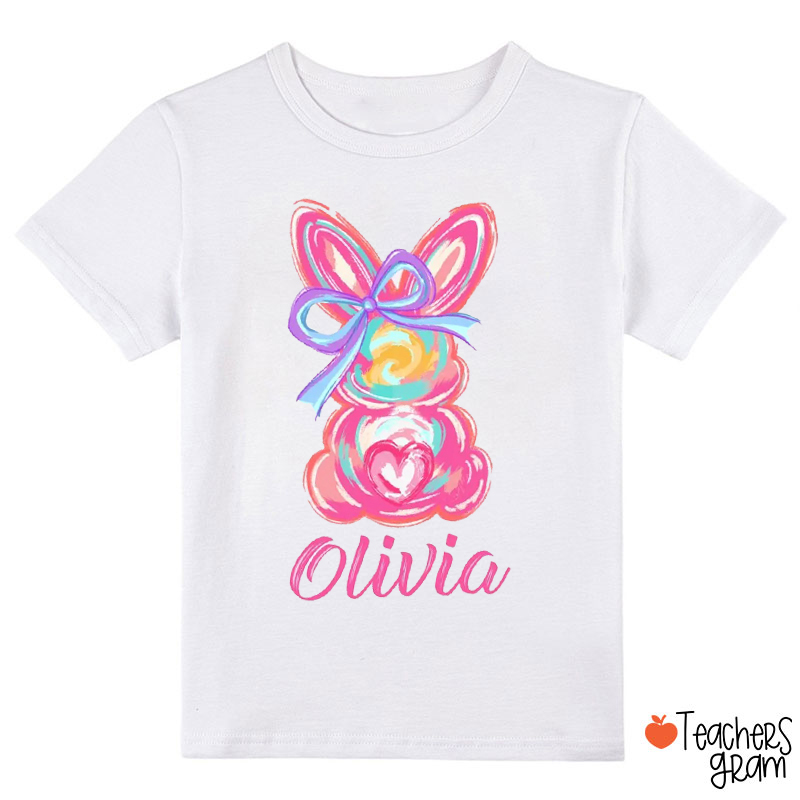 Personalized Name Watercolor Bunny Easter Class T-Shirt