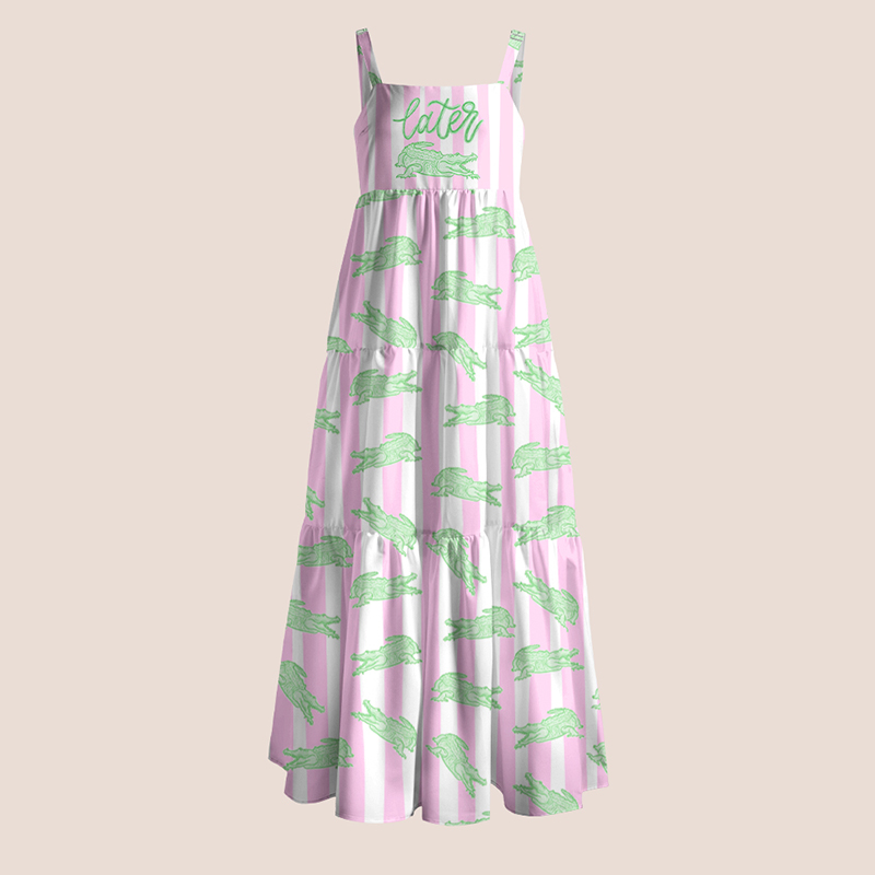Pink Striped Later Gator Teacher Slip Dress