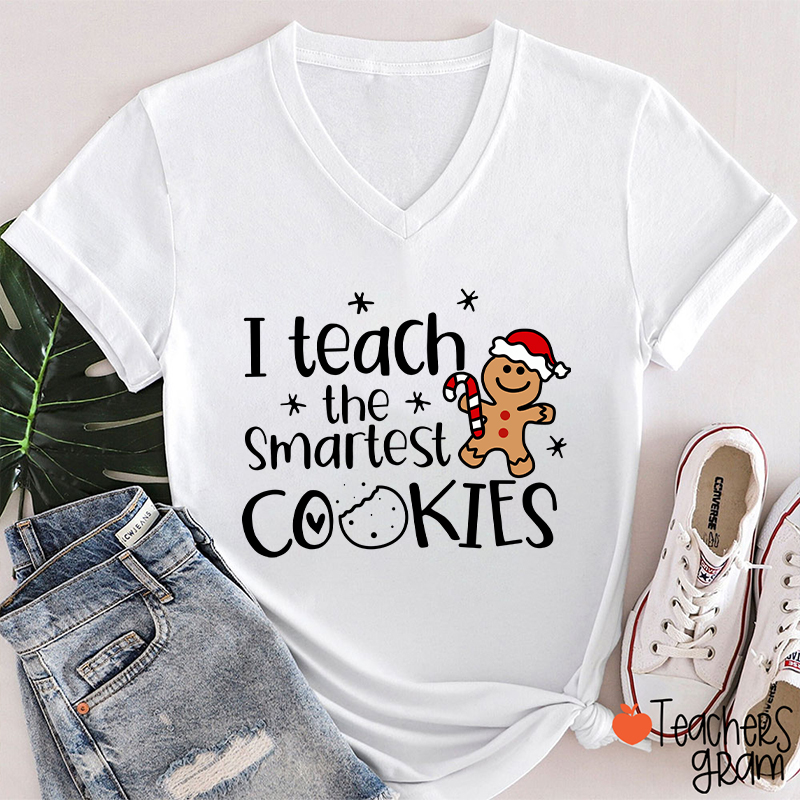 Christmas I Teach The Smartest Cookies Female V-Neck T-Shirt