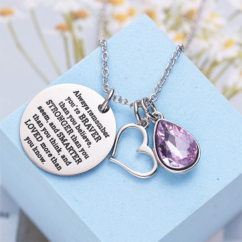 12-color Birthstone Diamond Teacher Necklace
