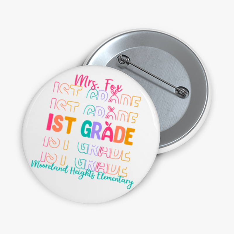 Personalized Colorful Apple Teacher Pinback Button