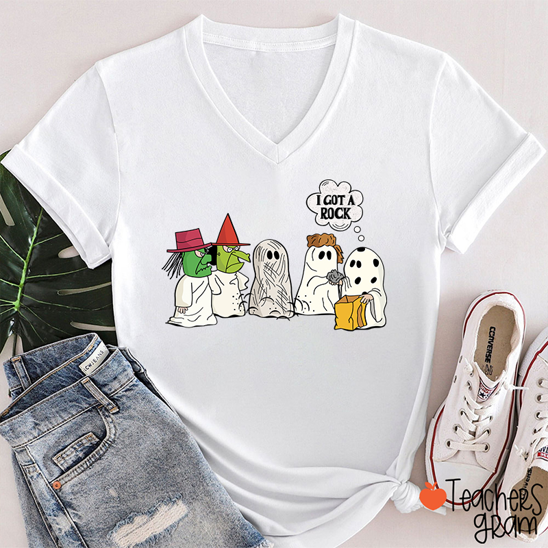 I Got A Rock Halloween Teacher Female V-Neck T-Shirt