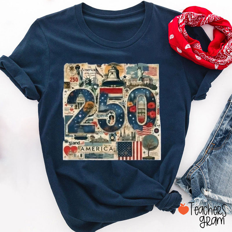 USA Post Stamp America 250 Years Teacher T-Shirt