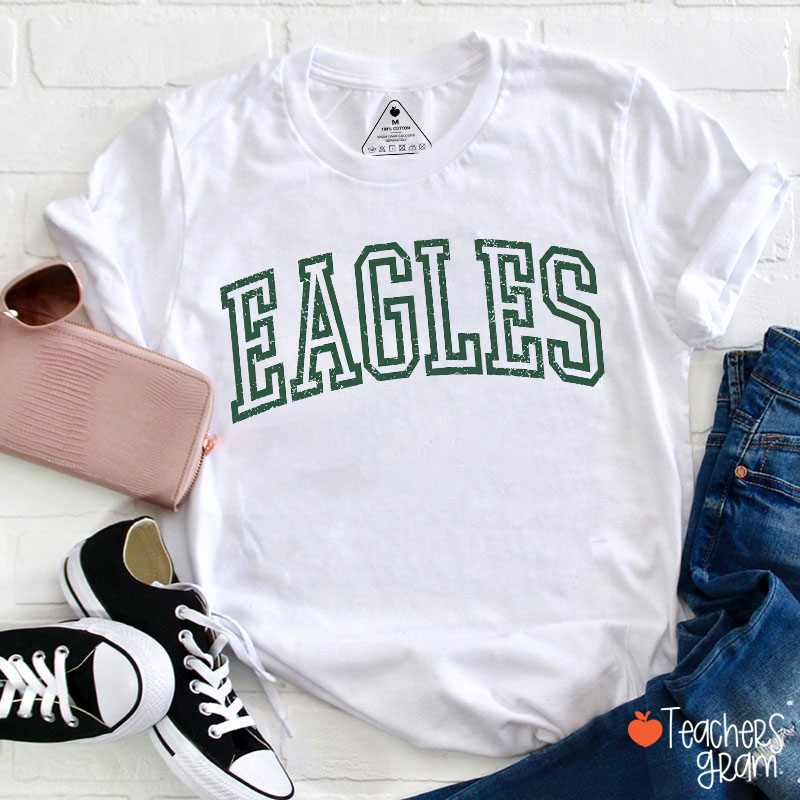 Personalized Mascot Distressed Sport Team Letter Teacher T‑Shirt