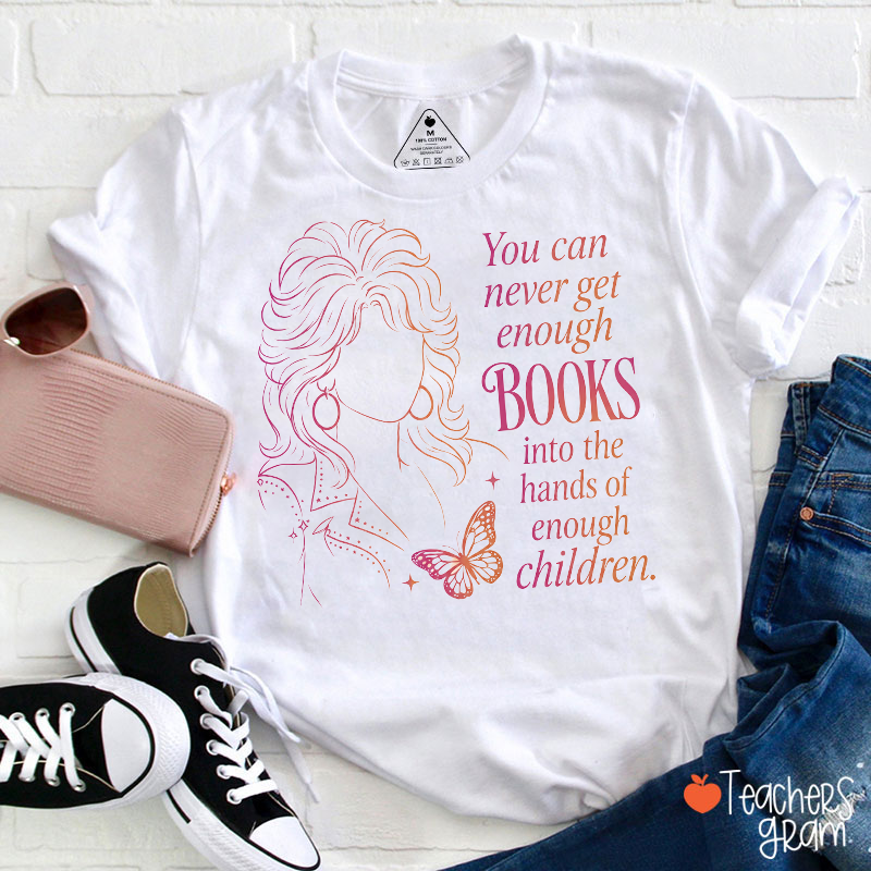 Retro Woman Line Portrait Butterfly Book Quote Teacher T‑Shirt
