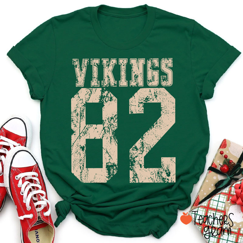 Personalized Mascot Number Vintage Distressed Sport Teacher T‑Shirt