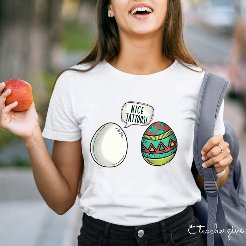 Wow Nice Tattoos Teacher T-Shirt