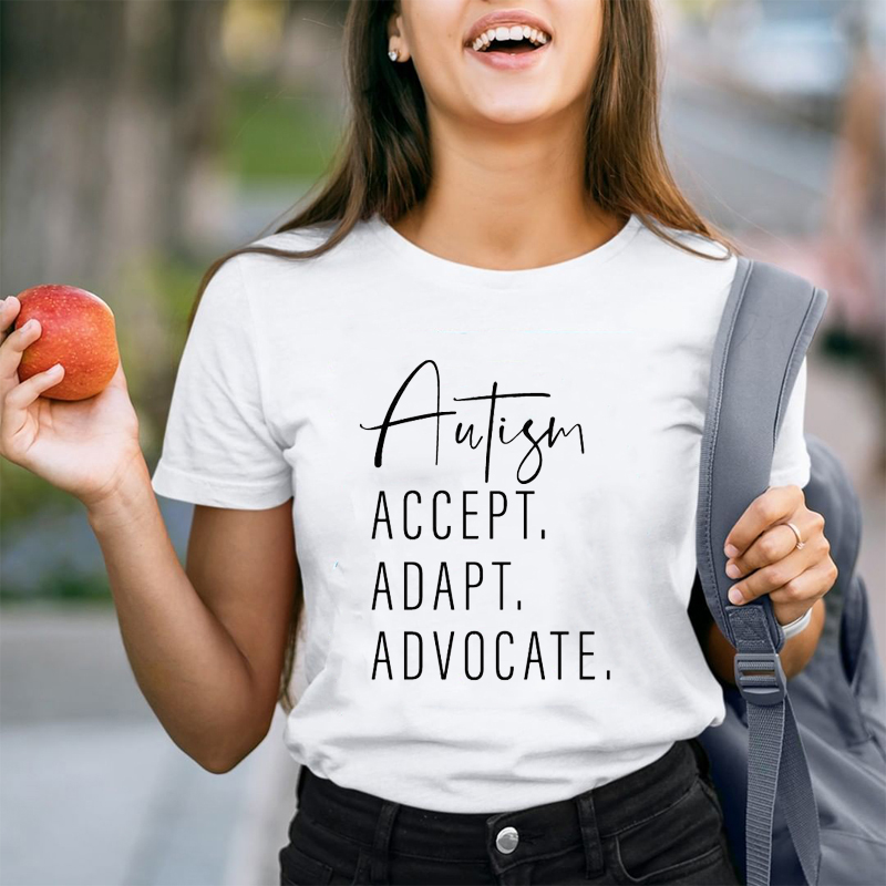 Autism Accept Adapt Advocate Teacher T-Shirt